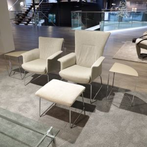 JORI Aida fauteuil met poef grijs